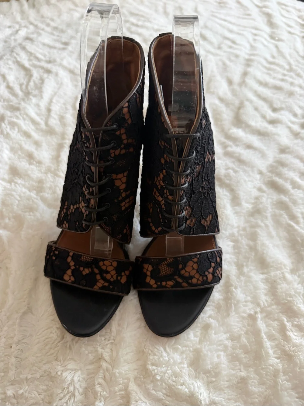 Givenchy Black Lace Open Toe Bootie Heels Pumps 6.5 EU 36.5